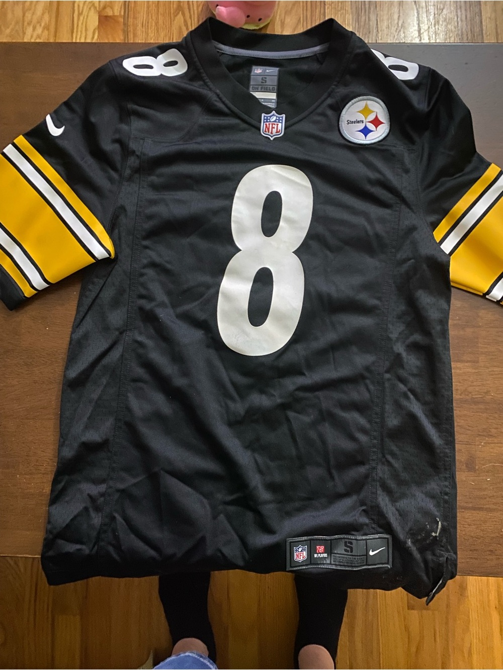 Nike Black & Yellow #8 Steelers Football Jersey